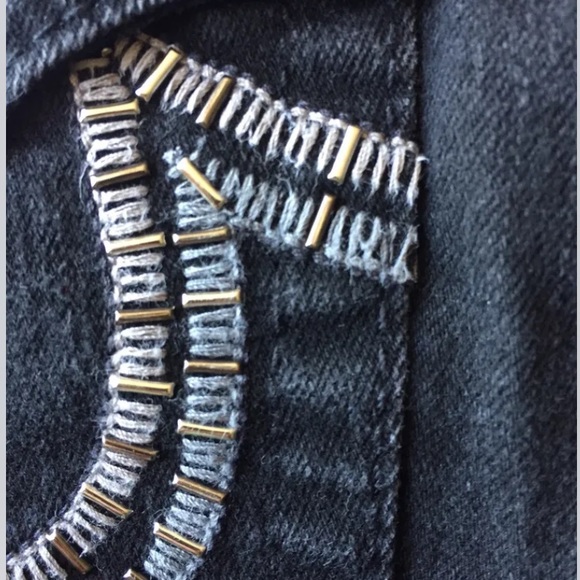 True Religion Women’s Billy Jeans Distressed Black Straight 27 Bead Embellished - Picture 8 of 9